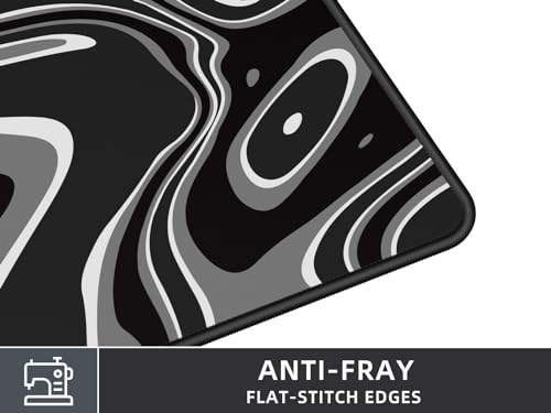 Rinaze Large Gaming Mouse Pad with Superior Micro-Weave Cloth, Extended Desk Mousepad with Stitched Edges, Anti-Slip Keyboard Pad for Computer, Home and Gaming - color: Silver