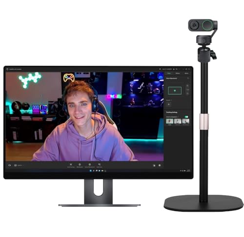 Desktop Webcam Stand, 18-inch Heavy-Duty Webcam Tripod Holder Compatible with Insta360 Link 2 pro/Link 2C pro/Link 2/Link 2C/Link PTZ 4K Webcams and X4 X3 X2 Action Cameras