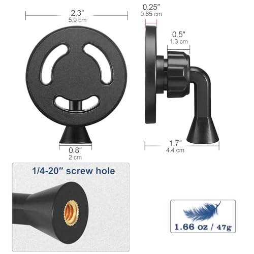 Magnetic Phone Tripod Mount Adapter with 1/4"-20 Screw Hole, Compatible with Magsafe for iPhone 17/16/15/14/13 Plus Pro Max Mini Series, Adjustable Phone Holder for Tripod, Ring Light, Selfie Sticks