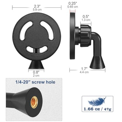 Magnetic Phone Tripod Mount Adapter with 1/4"-20 Screw Hole, Compatible with Magsafe for iPhone 17/16/15/14/13 Plus Pro Max Mini Series, Adjustable Phone Holder for Tripod, Ring Light, Selfie Sticks