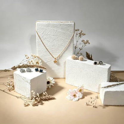 Product Photography Props Geometric Cube Photo Backdrop for Jewelry Cosmetics 6PCS | Waterproof Non-dusting Handcrafted(White)