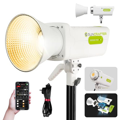 S200BPro 200W COB LED Video Light, 310W Max Bi-Color Light | 2700K-6500K, 39,000 Lux@1m, CRI97+ TLCI99+ for Photography Video YouTube Live Streaming, Smart App Control - size: S200BPro