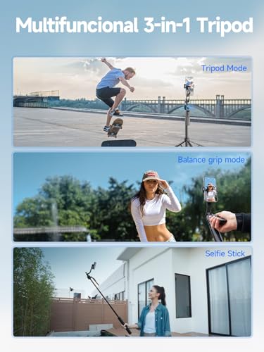 Rollei Auto Face Tracking Tripod, Smartphone Gimbal Stabilizer 64'' Selfie Stick Tripod Holder 360° Rotation for iPhone/Android Stand for Filming Streaming Tiktok Video Vlog - style: Easy Creator Quadpod