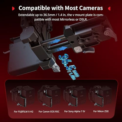 SMALLRIG Foldable V Mount Battery Plate Kit Pro, w/QR Plate for Arca, LCD Screen Protection Bracket & Cable Clips, All-in One Compact Camera Video Rig for Mirrorless/DSLR, for NEEWER V Mount Battery - style: Pro