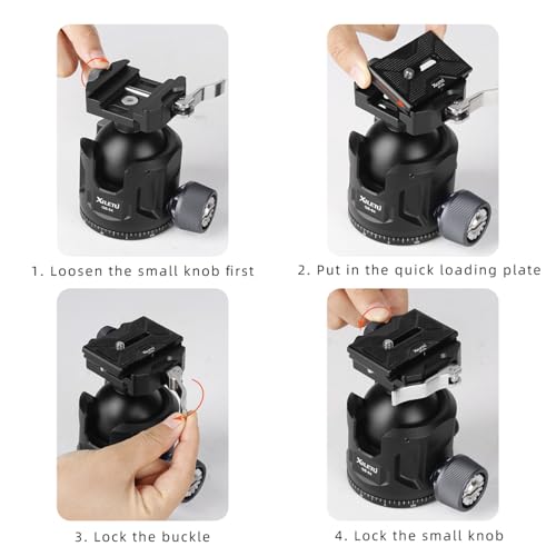 54mm Aluminum Alloy Tripod Ball Head, 35kg Heavy Load Panoramic Ball Head, Arca Swiss & Picatinny Dual Clamp Rotating Head for Photography Hunting Shooting - size: 54mm