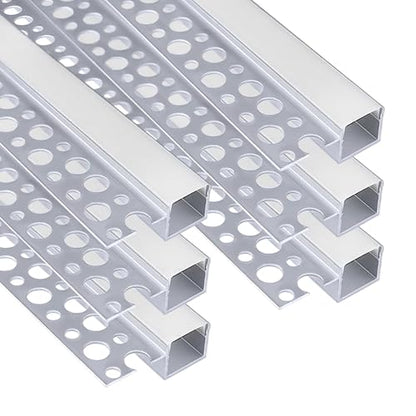 inShareplus Plaster-in LED Profile, 6 Pack 3.3ft/1M LED Aluminium Channel with Milky Diffuser, Trimless Recessed Single-Sided LED Strip Diffuser for Under Cabinet, Wall, Ceiling and Corners of Walls - size: single-edge 6-pack (plaster-in)