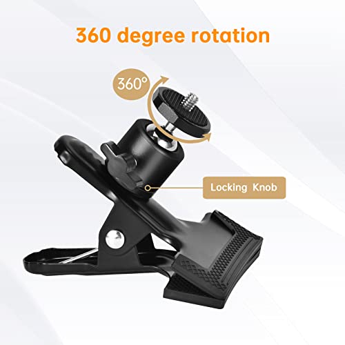 UTEBIT 1 Pack Tripod Camera Mount Clip with 360 Swivel Mini Ballhead, Black | Heavy Duty Spring Clamp for DSLR Video Photoshoot Studio - color: Black, size: 1 Pack