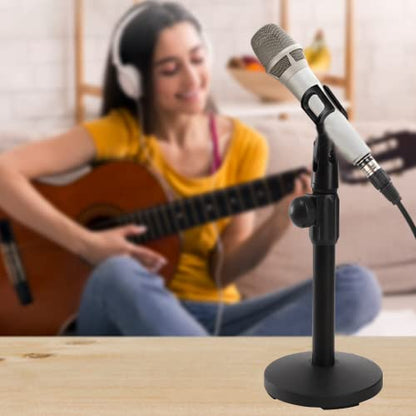 YOUEON 2 Pcs Microphone Stand Desktop, Adjustable Table Mic Stand with Mic Clip and 5/8" Male to 3/8" Female Screw Adapter, Heavy Base, Compatible with Most Mics - size: style 1