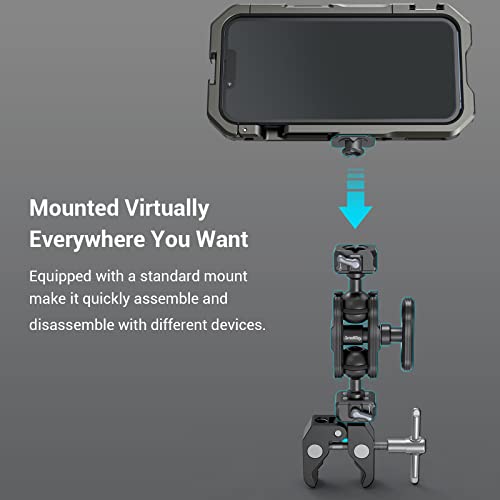 SmallRig Quick Release Ballhead Magic Arm 360° Rotation Articulating Magic Arm with 1/4" Screw, Drop-in HawkLock Camera Clamp for Field Monitor, Camera, Light, Max Load of 5kg, Aluminum Alloy - 3515C - style: Magic Arm