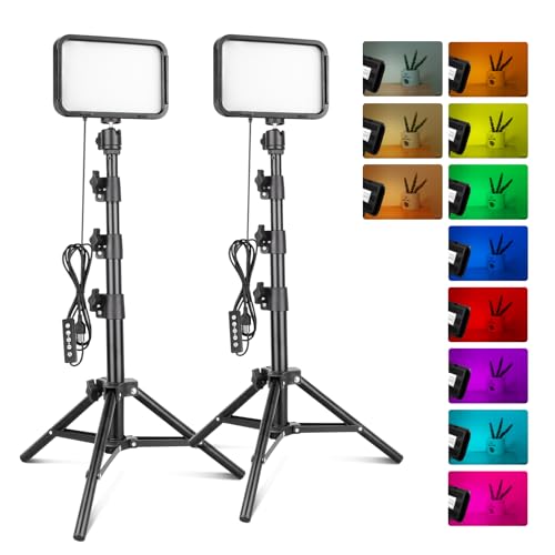Torjim RGB Photography Video Lighting, Studio Lights with Adjustable Tripod Stand - 16 Color Lighting for Video Recording/YouTube/TikTok/Live Streaming/Make up/Vlogging