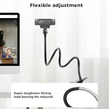 Webcam Stand Phone Mount for Desk, Gooseneck Desktop Tripod & Tabletop Phone Holder with Clamp & 1/4" Thread, Compatible with Action Camera GoPro C922 C930e C920S C920 615 C960 C920x Brio