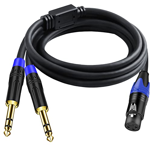 6.35mm Dual TRS to XLR Female Cable for Microphone, Mixer, Amplifier, 6.6 FT, Dual1/4 TRS Male to XLR Audio Cable, Y Splitter Patch Cord, 3-PinXLR to Dual 1/4 Converter Adapter Cable - style: 1PACK-6.6ft-Female