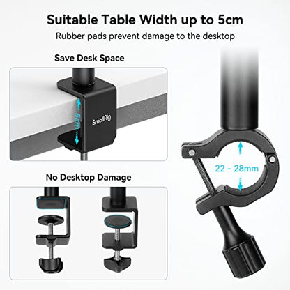 SMALLRIG Camera Desk Mount Table Stand with Magic Arm and 1/4" Ball Head, 13"-35.4" Adjustable Light Stand, Tabletop C Clamp for DSLR Camera, Ring Light, Live Streaming, Photo Video Shooting - 3992 - style: Clamp 3992