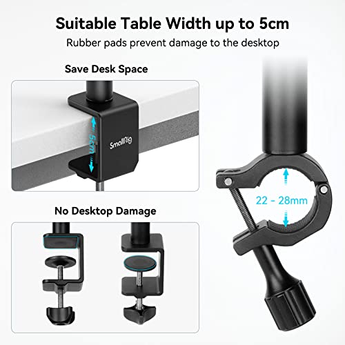SMALLRIG Camera Desk Mount Table Stand with Magic Arm and 1/4" Ball Head, 13"-35.4" Adjustable Light Stand, Tabletop C Clamp for DSLR Camera, Ring Light, Live Streaming, Photo Video Shooting - 3992 - style: Clamp 3992