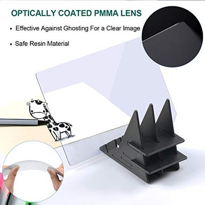 Optical Drawing Board Portable Image Drawing Board Tracing Drawing Projector Painting Board Sketching Tool with PMMA Lens for Beginners, Artists (7.9” x 5.3”) - Small