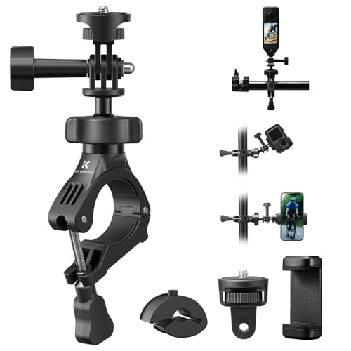 K&F CONCEPT Handlebar Bike Motorcycle Mount, 360° Rotation Camera Clamp Mount with 1/4" Screw Compatible with Hero 13/12/11/10, Osmo Action 6 5 4 Pro, 360 X5 X4 and Smartphones - style: One Ball Joint