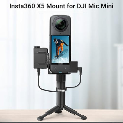 CYNOVA Mount for Insta360 X5 Accessories, Insta 360 X5 Cold Shoe Mount, Invisible Mic Bracket Designed Specifically for DJI Mic Mini（with 3.5mm Audio Cable and Fixed Velcro）