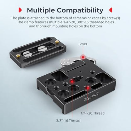 SMALLRIG Universal Quick Release Mount Plate Kit for Arca-Type, Built in Clamp and Plate, with 1/4''-20 & 3/8''-16 Threaded Holes- 2144B - style: Mount Plate Kit