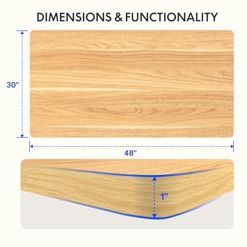 FLEXISPOT Whole Piece 48"x30" Desktop 1" Thickness Height Adjustable Desk Rectangular Tabletop Maple Board (48INCH Maple Top) - color: Maple, size: 48x30"