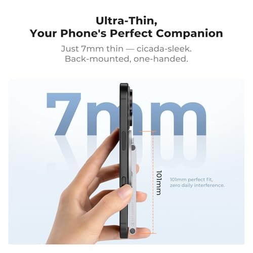 K&F CONCEPT 7mm 59g Magnetic Phone Stand, Foldable Selfie Stick for iPhone, Dual-Sided Magnets Mini Tripod Pocket Cell Phone Stand with Hook, Compatible with iPhone 17-12 Series Android Phones - color: Silver