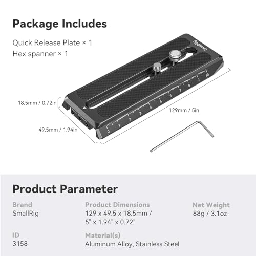 SmallRig 5" Quick Release Plate for Manfrotto-Type Designed for DJI RS 5 / RS 4 / RS 4 Pro/RS 2 / RSC 2 / Ronin-S/RS 3 / RS 3 Pro Gimbal