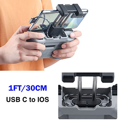 1FT USB C to iOS Remote Controller Cable for DJI Mavic 3, Mini 2, Mini 3 Pro, Air 2S, Mavic Air 2 - 90 Degree OTG Data Cord Accessories (iOS Connector) - style: USB C to IOS