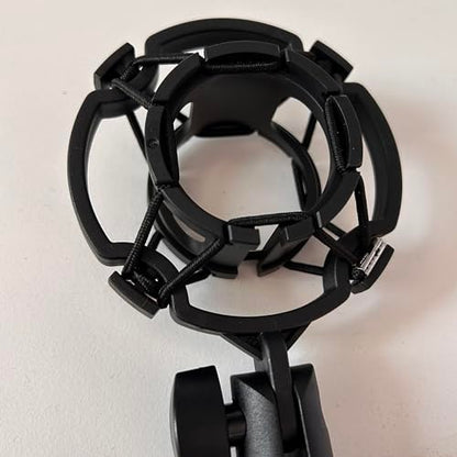 Microphone Shock Mount 2 PACK, Mic Holder Clip for 43-48mm/1.69~1.9in Diameter Condenser Microphone, 3/8 or M16 Internal Thread, with 5/8" Male to 3/8" Female Screw Adapter, Easy to Use (Black) - size: 2 PACK