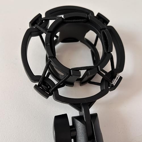 Microphone Shock Mount 1 PACK, Mic Holder Clip for 43-48mm/1.69~1.9in Diameter Condenser Microphone, 3/8 or M16 Internal Thread, with 5/8" Male to 3/8" Female Screw Adapter, Easy to Use (Black) - size: 1 Pack