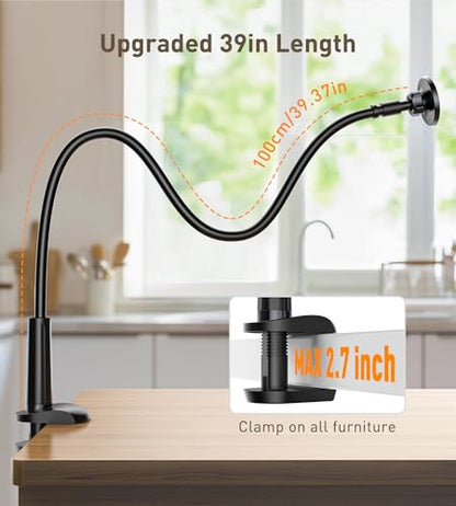 Magnetic Gooseneck Phone Holder Mount for iPhone 17/16/15/14/13/12 - Magnetic Stand Tabletop Clamp 360°Rotation Adjustable for Office/Home Compatible with iPhone 17 16 15 14 13 12 Mini Plus Pro Max - style: Mount + Black