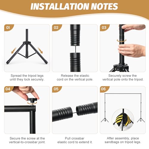 Forlogic 10x7.5Ft Backdrop Stand, Heavy Duty Adjustable Photo Back Drop Stand for Party, Photography, Banner Stand (Includes Six Background Stand Clamps)
