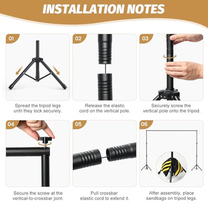 Forlogic 10x7.5Ft Backdrop Stand, Heavy Duty Adjustable Photo Back Drop Stand for Party, Photography, Banner Stand (Includes Six Background Stand Clamps)