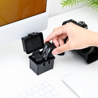 JJC Portable Camera Battery Organizer for 2 x Canon LP-E17 LP-E12 Nikon EN-EL25 EN-EL14A Sony NP-FZ100 FW50 Fuji NP-W235 NP-W126 Battery & SD Card - size: For Camera Battery x2