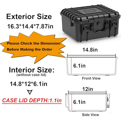 Ant Mag Waterproof Hard Case with Pick & Pluck Foam - 14.8x12x7.2 inch Interior - Protective Storage and Travel Case for Camera, Drone, Equipment & Tools - style: 14.8*12*6.1in/17.7liter