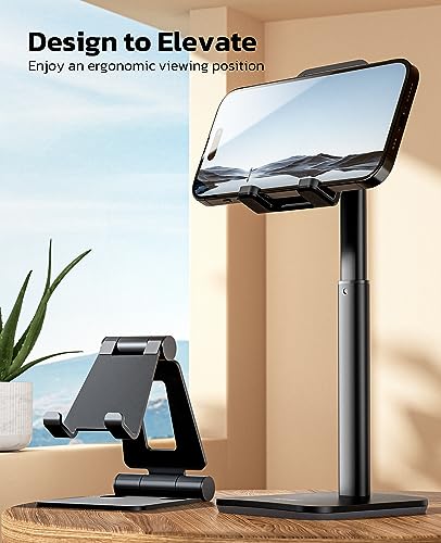Nulaxy Phone Stand, Height Angle Adjustable Cell Phone Stand, Phone Holder for Desk Compatible with Phone 16 15 14 13 12 Mini 11 Pro Xs Max Xr X 8 7 6 6s Plus, All Smartphones (4-8 inches) - Black