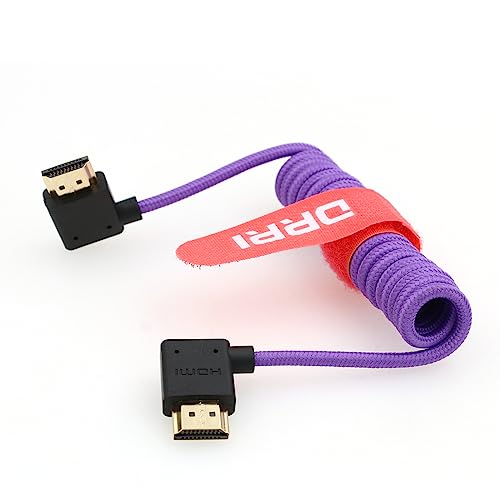 8K/60Hz 4K/120Hz 48Gbps HDMI 2.1 Ultra High-Speed Braided Coiled Cable for Sony A7III a7s3, Atomos Ninja V - color: Purple braided Coiled, size: Left HDMI-Right HDMI