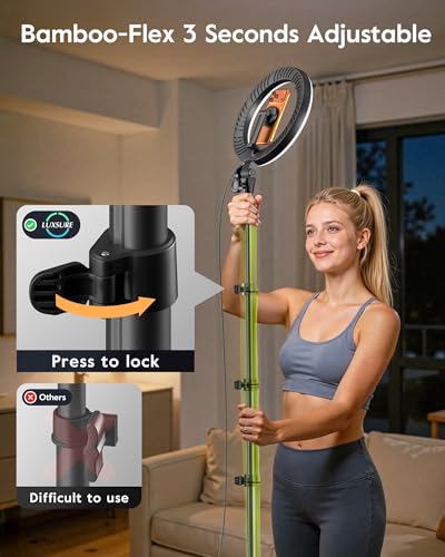 Upgrade Tripod Ring Light Stand with 2 Telescopic Arms -67" Ring Light Tripod for iPhone&Android, Overhead Phone Mount with Remote, Phone Stand for for TikTok, YouTube，Zoom & Video Recording