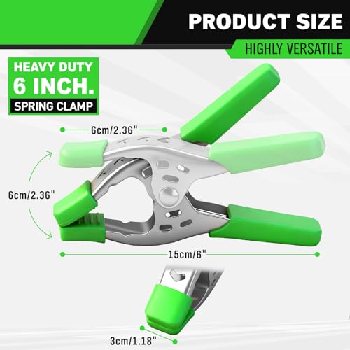 SWANLAKE 16-Piece 6 inch Spring Clamp, Heavy Duty Metal Spring Clamps, Backdrop Clips, 2.4 inch Jaw Opening - style: 16PCS 6inch