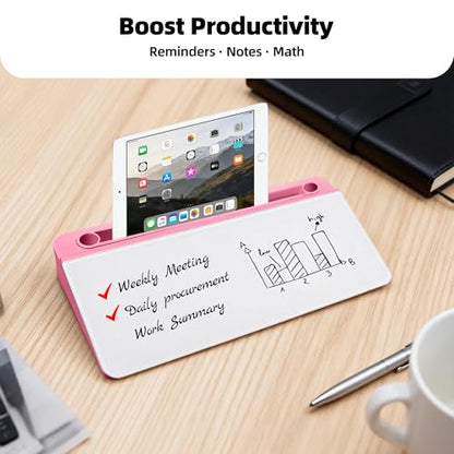 Desktop Whiteboard, Glass Dry Erase Board, Desk Board Buddy,Computer Keyboard Stand,Desk Whiteboard Organizer for Home,Office,School Supplies (Pink) - color: Pink