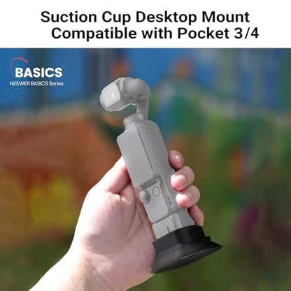 NEEWER Basics AC023 Suction Cup Base Mount Compatible with DJI Osmo Pocket 4 & Pocket 3 Gimbal Camera, Silicone Table Holder ø 64mm Nonslip Soft Stable Accessories, Supports Battery Handle Charging - style: AC023