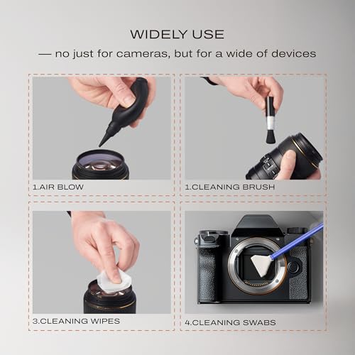 C Coiro Camera Lens Cleaning Kit 7 in 1 – Lens Pen, Air Blower, Sensor Cleaning Swabs, Lens Cleaner Spray, Wet Wipes 5 Pac, Microfiber Wipe – DSLR Mirrorless Full Frame - size: 7 IN 1