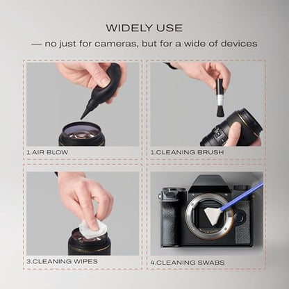 C Coiro Camera Lens Cleaning Kit 7 in 1 – Lens Pen, Air Blower, Sensor Cleaning Swabs, Lens Cleaner Spray, Wet Wipes 5 Pac, Microfiber Wipe – DSLR Mirrorless Full Frame - size: 7 IN 1