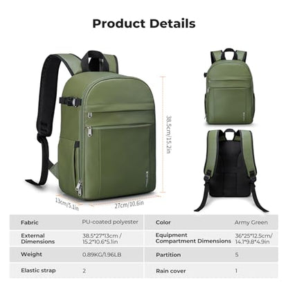 K&F CONCEPT Camera Bag Backpack, Professional DSLR/SLR/Mirrorless Camera Backpack, Photography Camera Case with Tripod Holder & Rain Cover Compatible with Canon/Sony/Nikon/FUJIFILM - color: 02-Bright Green