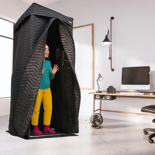 Portable Vocal Booth, Home Recording Studio, Echo-Free Sound Isolation Booth for Voice-Over, Singing (ZIGZAG-BLK, XL) - size: XL