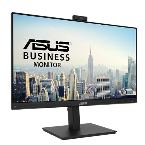 ASUS 27” 1080P Video Conference Monitor (BE279QSK) - Full HD, IPS, Built-in Adjustable 2MP Webcam, Mic Array, Speakers, Eye Care, Wall Mountable, Frameless, HDMI, DisplayPort, VGA, Height Adjustable - style: 27" Webcam Mic Array