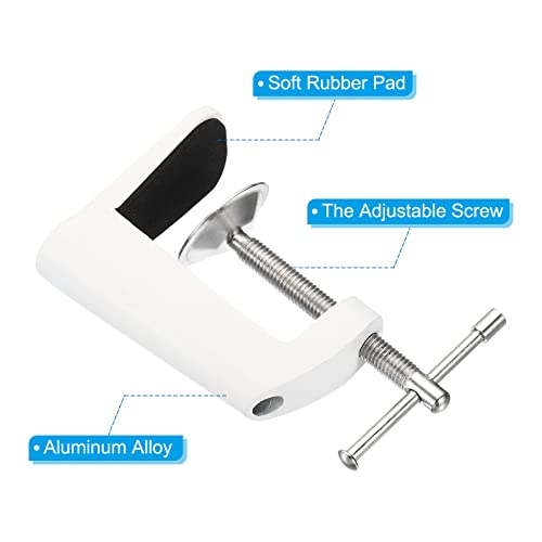 PATIKIL Adjustable Replacement Clamp for Lamps, 2 Pack Universal Adjustable C Shape Desk Table Mount Clamp for Microphone Arm Desk Lamps Stand, White - color: White
