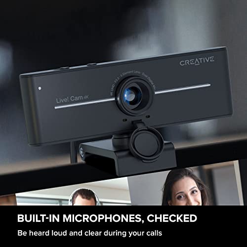 Creative Live! Cam Sync 4K UHD USB Webcam with Backlight Compensation, Up to 40 FPS, 95° Wide-Angle Lens, Privacy Lens, Built-in Mics, Plug & Play for PC and Mac… - style: 4K UHD with Backlight Compensation