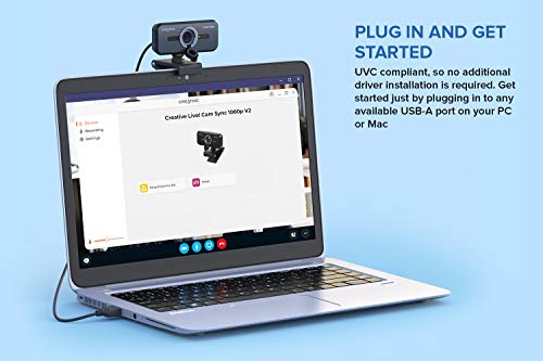 Creative Live! Cam Sync 1080p V2 Full HD Wide-Angle USB Webcam with Auto Mute and Noise Cancellation for Video Calls, Improved Dual Built-in Mic, Privacy Lens Cap, Universal Tripod Mount… - style: 1080p with SmartComms Kit