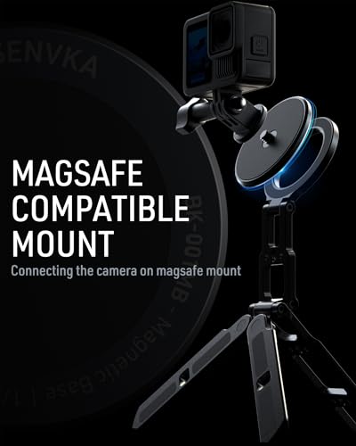 MOSENVKA 1/4 Magnetic Camera Mount Aluminum Round Strong Magnet Base | Magnetic Converter, 1/4''-20 Male Thread, For Action Camera, For Gopro, For Security Camera