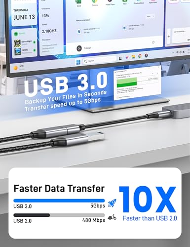 3.3Ft USB 3.0 Male to Dual USB Female Splitter Cable, A Male to 2 Female Extension Cable Support Charging and Data Transfer for Mac, Xbox. - size: 3.3FT