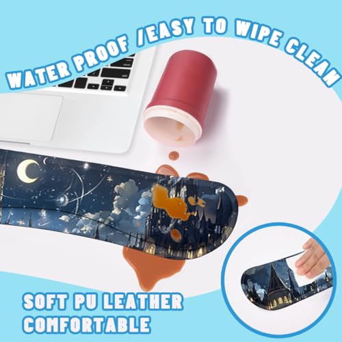 Midnight Castle Desk Mat Set Fantasy Sky Large Mouse Pad with Wrist Rest 4in1 Desk Mat for Desktop Ergonomic Computer Desk Arm Wrist Anti-Slip Computer Ergonomic Mouse Pad Home Office Gaming - color: Midnight Castle